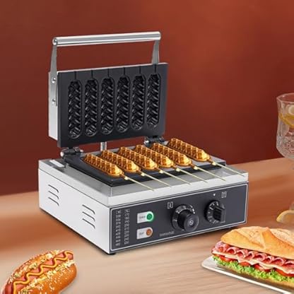 1500W Edelstahl Elektrische Waffeleisen, Kommerzielles Waffelgerät LCD Display, Timer, Waffelform von 50˚C bis 220˚C, Antihaftbeschichtet, Schwarz – Bild 4