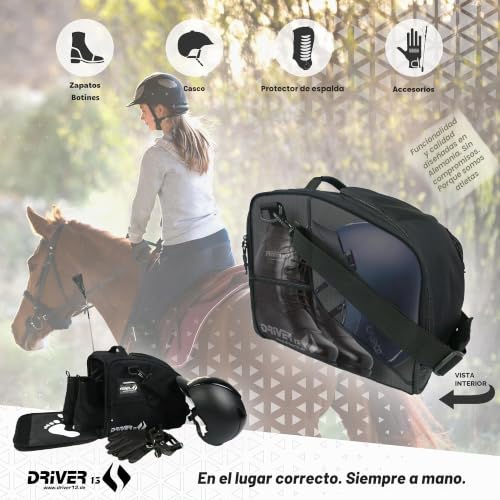 Miniatura 2 de Driver13 Bolsa Deluxe Para Botines Con Compartimento Para Casco, Correa De Hombro, Bolsillo Extra, Negro