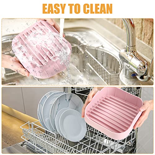 2Pcs Air Fryer Silicone Pot With Heat-Proof Gloves And Tongs For Cooking-Reusable Silicone Air Fryer Liners For 6.5 Qt Or Bigger Square, Food Safe Non Stick Easy Cleaning Air Fryer Accessories #TOP5