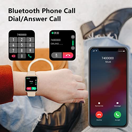 BRIBEJAT BT8 Smart Watch for Women (Dial/Answer Call) 1.7’’ 2.5D Screen Fitness Tracker Pedometer SpO2/Heart Rate/Sleep Monitor Compatible with iPhone Samsung Android Phone, Rose Gold - Image 4