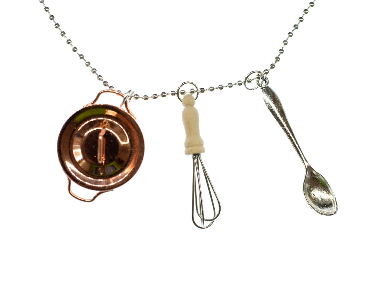 Miniblings Set of 3 Cook Necklace 80Cm Kitchen Whisk Pot Spoon