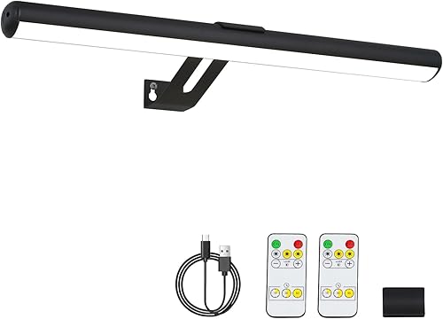 Luz de imagen recargable, luz de imagen inalámbrica para pinturas con 2 controles remotos, luz de marco de fotos de 18 pulgadas con cabeza de 48