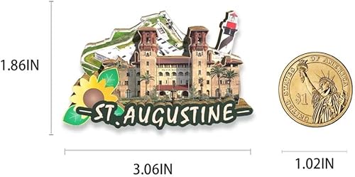Miniatura 3 de Imán de madera de San Agustín de Estados Unidos para nevera, monumentos 3D, recuerdos coleccionables, decoración hecha a mano 2