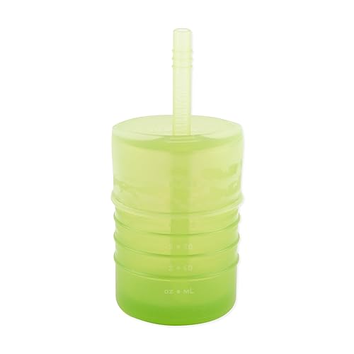 Bumkins Vasos para bebés y niños pequeños, taza para beber con pajilla, a prueba de derrames, taza de transición para bebés de 1 año, sorbe de forma