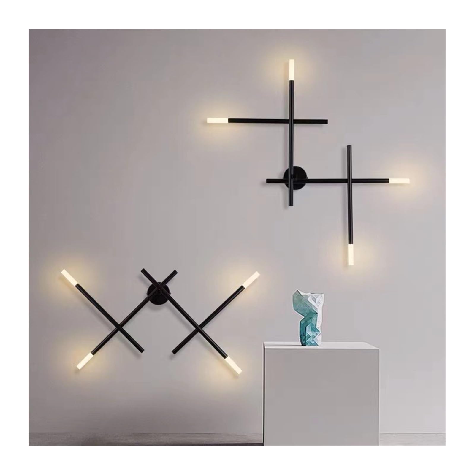 Nowoczesna minimalistyczna liniowa kinkiet ściana tła dekoracyjna lampa ścienna do sypialni salon jadalnia schody alejki Jasne śWiatłA(Cool,Black W45cm)
