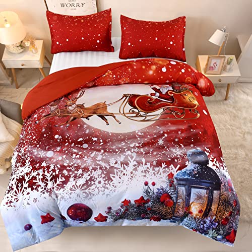 Caurbed Christmas Bedding Christmas Duvet Cover Mit 2 Pillowcases Snowman Santa Claus Deer Print Duvet Cover Microfiber For Christmas Decoration And Gift (Queen, 02) #TOP1