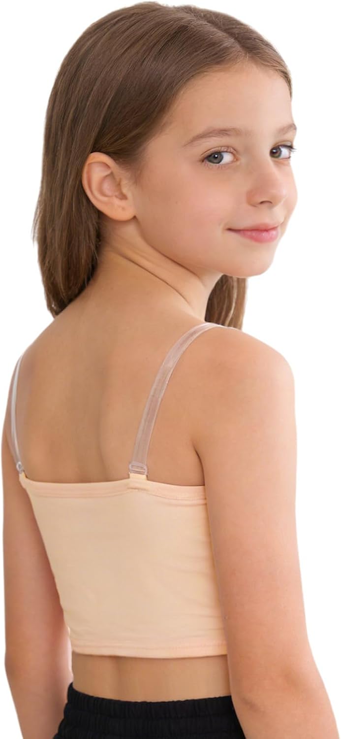 Kids Clear Straps Teens Bra for Dancing Competitions Training Undershirt Adolescent Vest Underwear