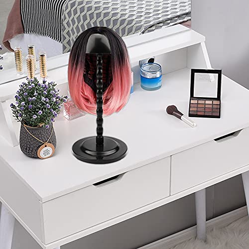 Kaiersi 2 Pcs Wig Stand 14.1 Inches Portable Wig Holder Plastic Hat Display Wig Head Mushroom Top For Multiple Wigs Drying Styling Easy To Assembl No Slip Stable(Black) #TOP7