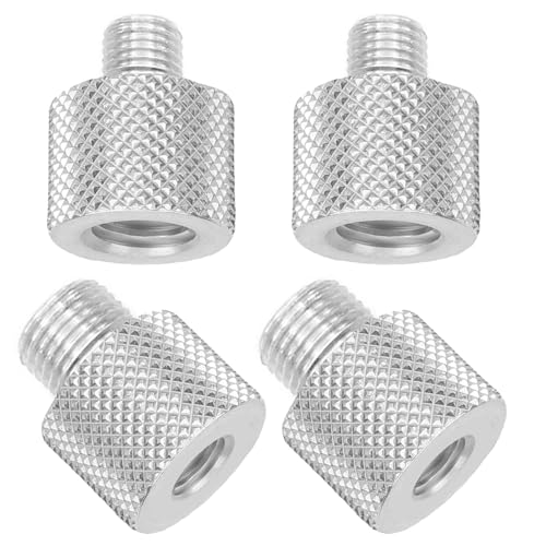 Dazkzooy Ensemble de 4 Adaptateurs Filetés 3/8" Vers 1/4" & 1/4" Vers 3/8" pour Haut-Parleur, Vis en Alliage d’Aluminium pour Caméra, Trépied et Micro - Argent
