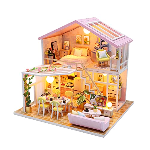 Casa en Miniatura para Adultos  Book Nook Kits de construcción de dioramas para Casas de muñecas en 3D de Madera Booknook Tiny Cozy House Decoración Regalo de cumpleaños o Navidad
