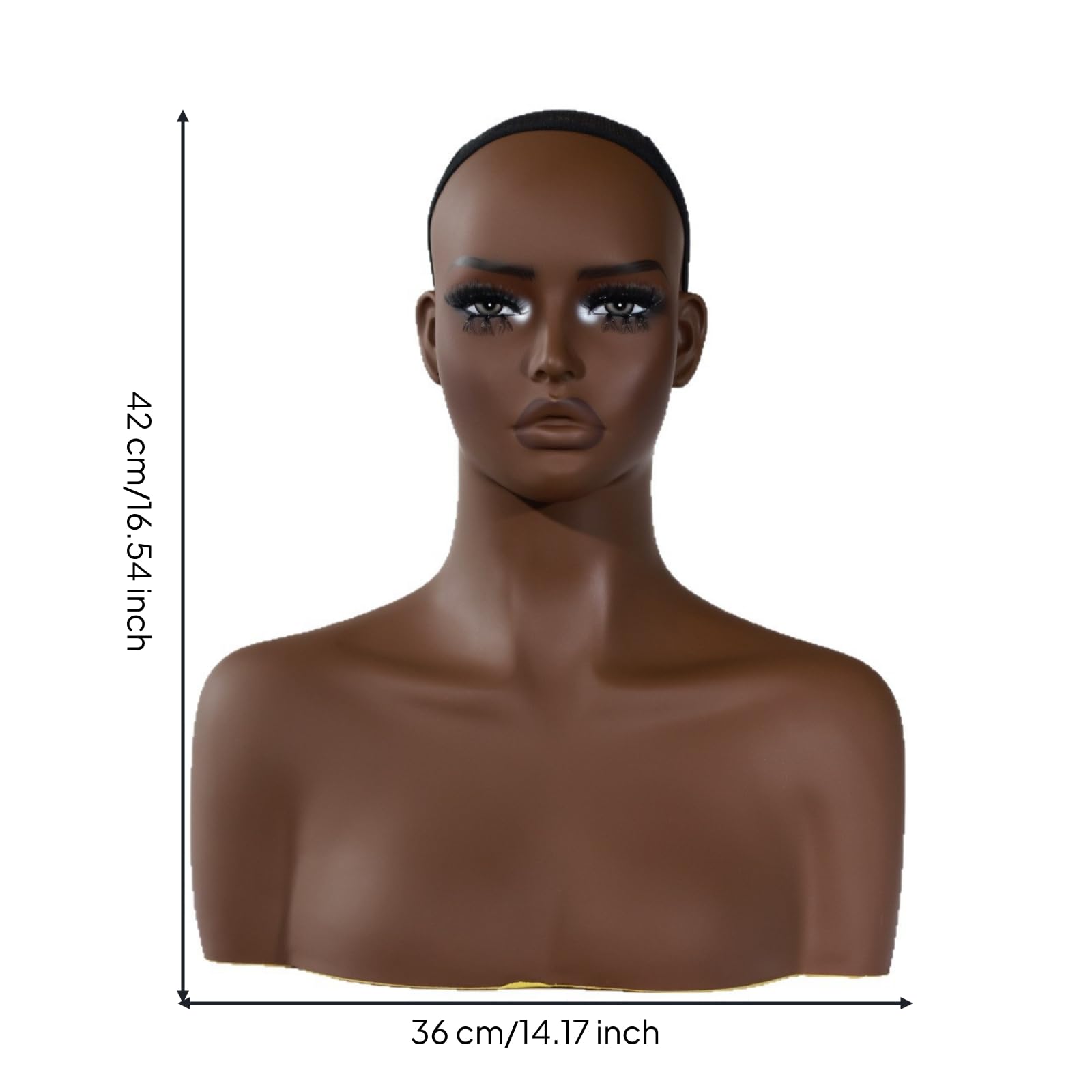 Cabeza para Pelucas Maniquí Cabeza Soporte Expositor con Superficie Lisa y Gorra Elástica Que Sujeta Pelucas Diseño Limpio para