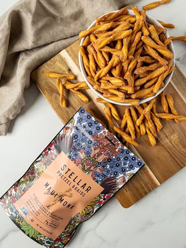STELLAR SNACKS Pretzel Braids, Maui Monk, Sweet Maui Onion Style Seasoned Pretzels, 5oz (Pack of 6) Vegan, Non-GMO, Woman-Owned, Baked with love
