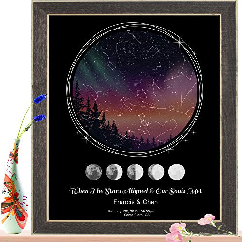Bigicraft Customizable Star Map Poster - Personalized Star Maps, Gift Custom Star Map Framed/Frameless, Star Map For Specific Date - Star Constellation Map For Birthday, Wedding, Anniversary, Valentines Day Gift & More #TOP11