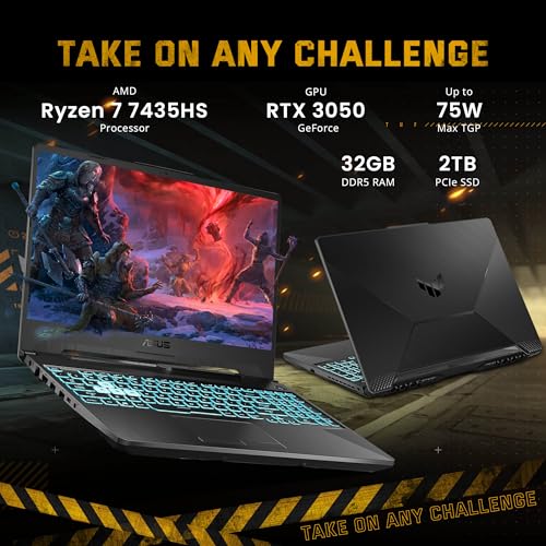 TUF A15 Gaming Laptop, 15.6 pollici 144Hz FHD, AMD Ryzen 7 7435HS, 32GB DDR5, 2TB SSD, NVIDIA GeForce RTX 3050, Tastiera retroilluminata, Wi-Fi 6, Win 11 Pro, Nero, 256GB Docking Station Set - Notebook - Immagine 2