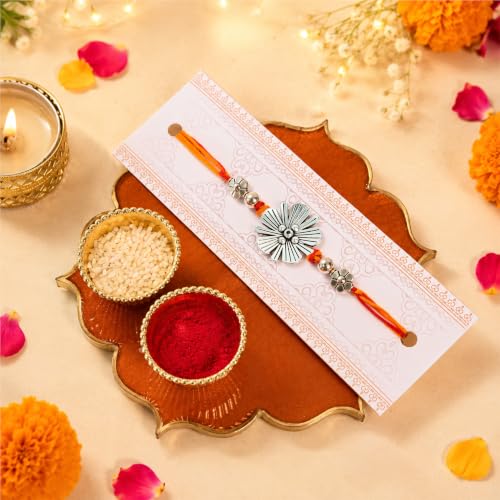 Image of Art Street Rakhi Gift Combo with Magnetic Photo Frame, Designer Rakhi, Roli Chawal, Greeting Card & Diya | Raksha Bandhan Gift Hamper for Brother | Photo Frame Rakhi Combo