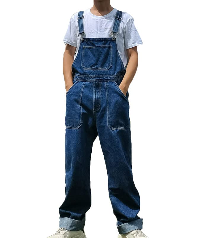 VIVICOLOR Peto Informal para Hombre, Pantalones Vaqueros, Peto, Mono Vaquero de Ajuste Relajado para Hombre, Ropa de Calle, Monos Ajustados