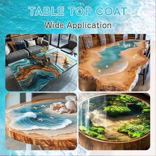 Image of Table Top Epoxy Resin, Crystal Clear Resin Epoxy Kit with UV Resistant, High Gloss, Food Safe, Easy 1:1 Ratio for Table Tops, Woodworking, Bar and Surface Coating (31.96OZ)