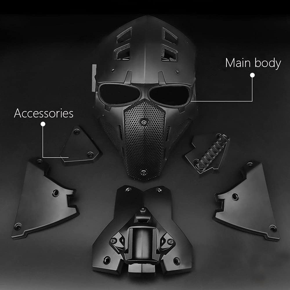 Full Face Protective Mask Tactical Airsoft Helmet with Visor Goggles for Hunting Paintball Cosplay Movie Prop