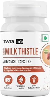 Tata 1mg Milk Thistle Liver Detox Capsules (Veg) - 60 Count | Liver Health Supplement with 70% Silymarin, Dandelion & Ginger | For Men & Women