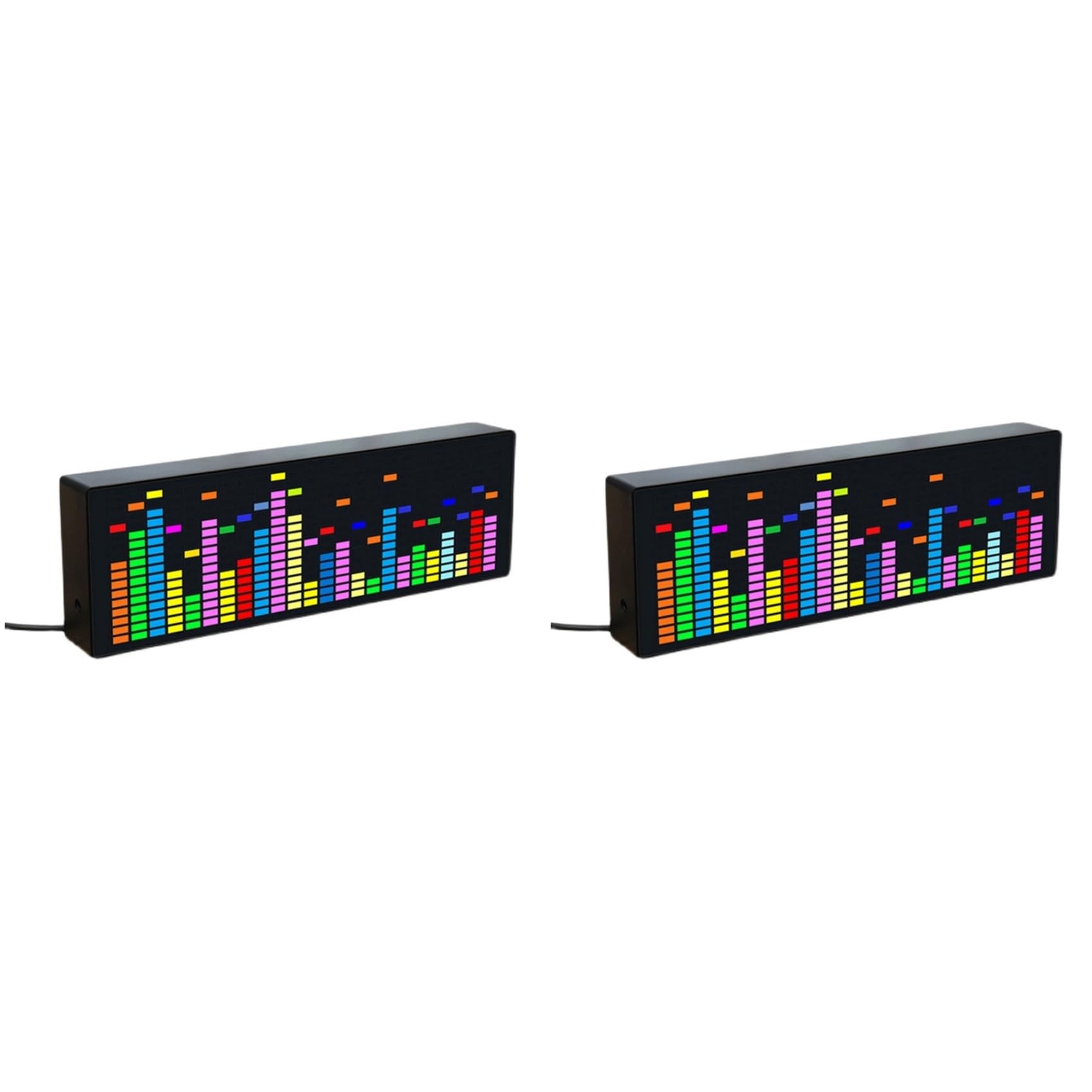 Hndhbfgrt 2X Color LED Music Spectrum Electronic Clock 1624RGB Atmosphere Lamp Level Indicator(Voice+Wire Control)