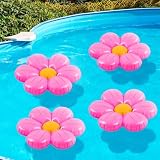 ShinyRelief 4 Pcs Inflatable Pool Decorations Daisy Flower Pool Floats 20 Inches Inflatable Swimming Floaties for Summer Vacation Holiday Beach Hawaii Bachelor Party Supplies(Pink)