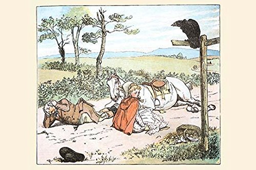A raven spooked the Farmers horse and he tumbled to the ground with his daughter Poster Print by Randolph Caldecott (18 x 24)