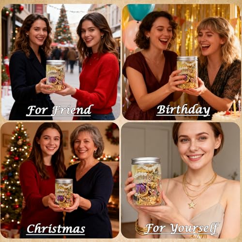 Image of SMUOBT Mystery Jewelry Jar Bundle - Surprise Vintage Jewelry Box for Women,Gift Jewelry Set (Necklace, Earrings, Rings,Kracelet,Keychain) - Unique Birthday Gift for Women