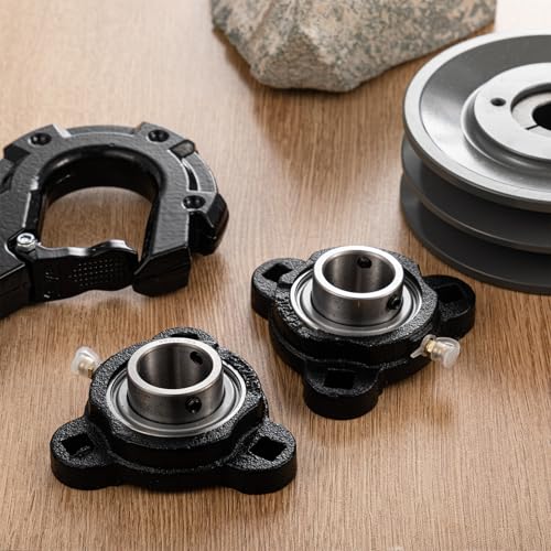 Image of 2 Pcs 1'' Three Bolt Flange Bearing, Insert Bearing SB205-16, Cast Iron Housing FCT205, SBFCT205-16G, SBTRD205-16G, FHSF3X205-16G, VF3S-116