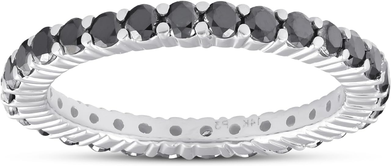 Pompeii 1 Ct Black Diamond Eternity Ring 14k White Gold