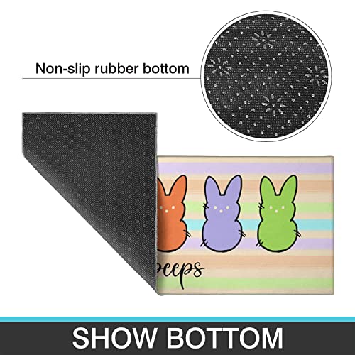 Xsinufn Easter Kitchen Rugs And Mats Set Of 2,Spring Easter Hip Hop Bunny Kitchen Mat,Welcome Peeps Rabbit Non Slip Washable Kitchen Floor Sink Mats Decorations For Home Kitchen 18"X48"+18"X30" #TOP6