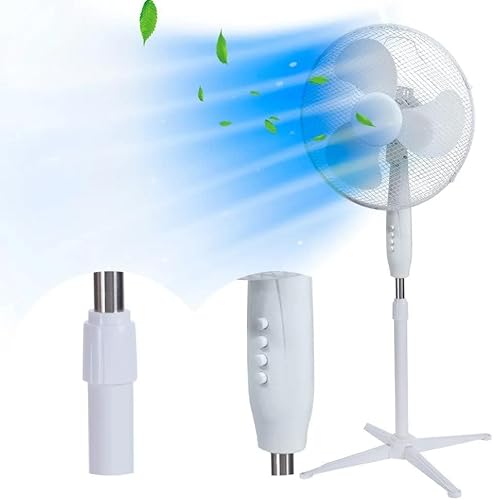 EXTRALINK Ventilador de pie 45W 40 cm Ø, 3 Velocidades ajustables, Ventilador Portatil con Oscilación horizontal y Ajuste de inclinación, altura regulable para Dormitorio, Oficina y Hogar, Fan Blanco