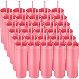 meekoo 30 Pack Skinny Tumbler with Lids and Straws 16 oz Matte Colored Acrylic Tumblers Double Wall