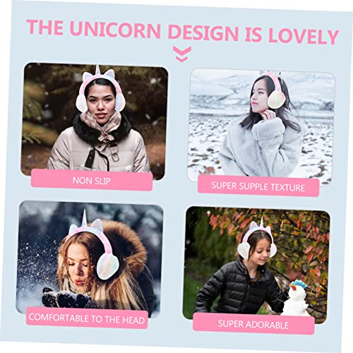 Gatuida Anti-slip Winter Warm Earmuffs Girls Unicorn Ear Muffs Plush Full Coverage Comfortable for Cold Days2