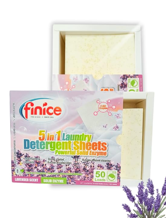 VAMZ SHOP – Detergente en Tiras 50 Lavados | Jabón Lavadora Ecológico con Aroma Intenso a Lavanda | Quitamanchas Natural | Antibacteriano | Sin Fosfatos | Biodegradable | Apto Pieles Sensibles
