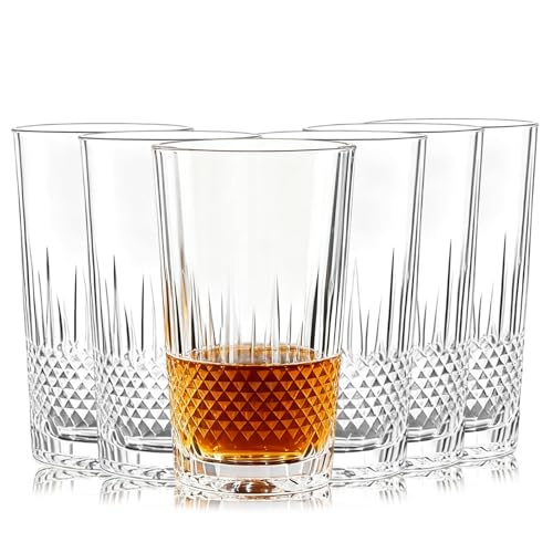 Tefrine Dublin Series Highball-Gläser-Set, 6-teilig, 240 ml, Mehrzweck-Trinkgläser, ideal für Wein, Whiskey, Cocktails, Bourbon-Säfte, perfekt für Zuhause, Bar oder Party
