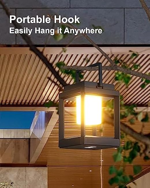 Outdoor Table Lamp, Led Lamps for Nightstand, Solar Lanterns Outdoor Hanging for Patio Waterproof, Cordless Battery Operated Lamp, Rechargeable Solar Lantern for Reading, Decor, Camping