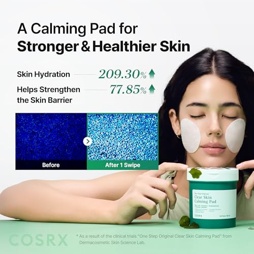 Image of COSRX OneStep Original Clear Skin Calming Pad, 100 Pads, Dual-Sided Facial Pad for Soothing, Barrier Strengthening & Gentle Exfoliation with 82% Green Tea Water, Cica, PHA, LHA, Korean Skin Care