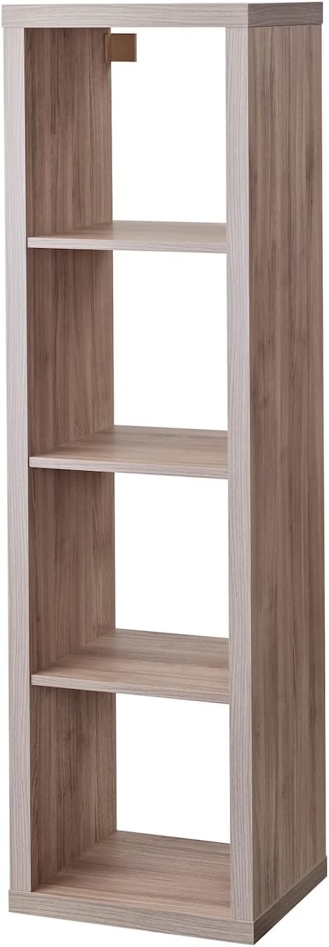 IKEA Kallax 1x4 Shelf Unit Walnut Effect Light Gray 303.601.47