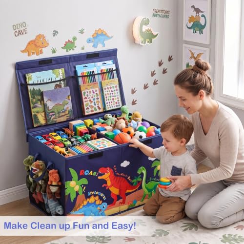 Image of Toy Box with Adjustable Divider Large Toy Chest Storage for Nursery Kidroom