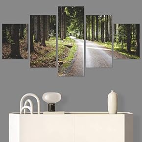 SIGNWIN 5 Panel Canvas Wall Art Rustic Woods...