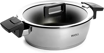Woll Concept 824NC Stewing PaN Stainless Steel Suitable for Induction Cookers Diameter 24 CM, Height 7 CM 3.6 L with Multifunktionsglasdeckel in Box