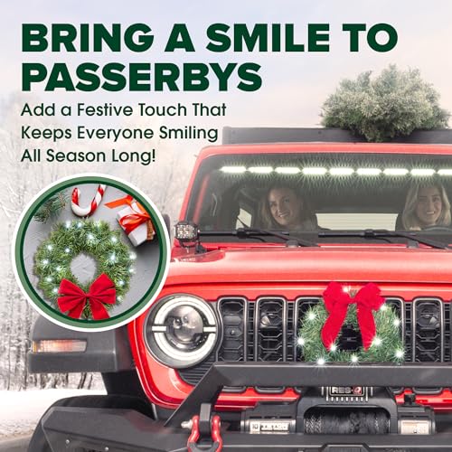 Decoração de Natal para carro – Guirlanda de Natal para carro – Guirlanda de Natal iluminada 2024 pa