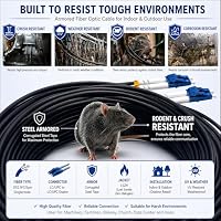 Elfcam® - 70m Gepanzerte Glasfaser-kabel LC/UPC auf LC/UPC OS2 Duplex Singlemode 9/125µm LSZH, LWL-Kabel LC UPC für den Innen- und Außenbereich, Schwarz, 70m – Ansicht 5