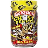 ASS KICKIN' Ghost Pepper Spicy Salsa - 13 oz - Premium Gourmet Spicy Hot Salsa for Tortilla Chips, Veggies, and Breakfast Burritos – Perfect Stocking Stuffers or Christmas Gifts - Try if you Dare!