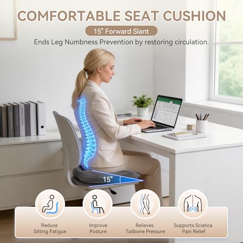 Cxprctpu Memory Foam Seat Cushion with Pressure Relief for Office Chair, Car, Wheelchair, and Sofa, Doctor Recommended Orthopedic Cushion for Tailbone Pain, Sciatica, Hip Back Support, Non Slip, Grey by Cxprctpu - Used condition - Image 2