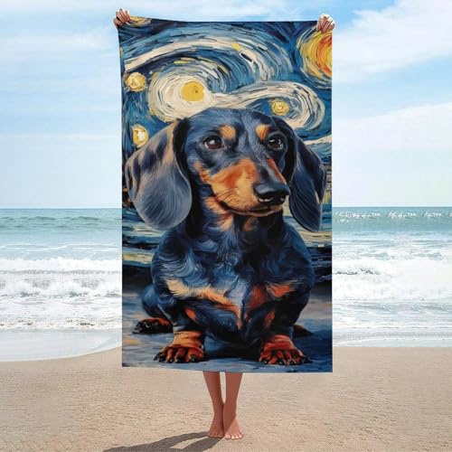 Serviette de plage Dachshund Starry Night 130x80cm