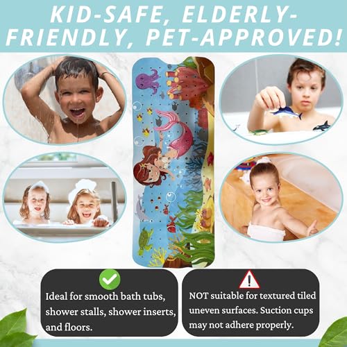 Image of Mermaid Bath Mat - Bath Grips for Tub Kids - Anti Slip Bath Mat for Kids - Bath Mat for Baby - Bath Mat for Toddler - Tub Mat for Baby - Bathtub Safety for Toddlers - Bathtub Mat Kids (Bath Mermaid)
