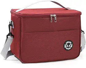 Bolsa Térmica Lancheira com Alça e Bolso Lateral – Para Marmita, Trabalho, Academia, Escola e Passeios (Vinho)
