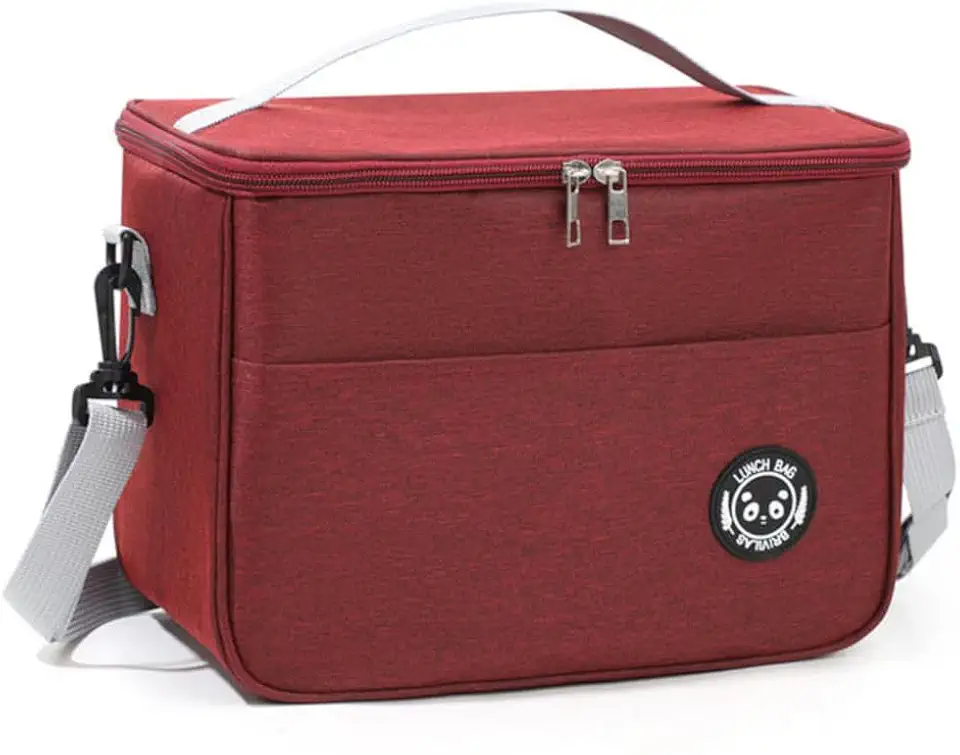 Bolsa Térmica Lancheira com Alça e Bolso Lateral – Para Marmita, Trabalho, Academia, Escola e Passeios (Vinho)