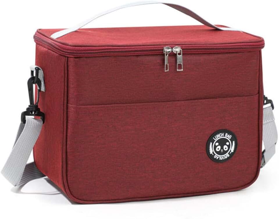Bolsa Térmica Lancheira com Alça e Bolso Lateral – Para Marmita, Trabalho, Academia, Escola e Passeios (Vinho)